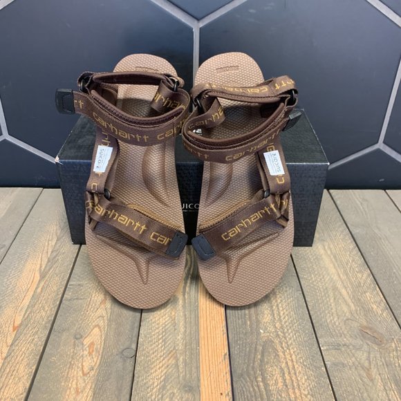 ~New W/ Box! Mens Suicoke Carhartt WIP Depa 2 Cab Brown Casual Sandals Size 13 - Picture 3 of 5